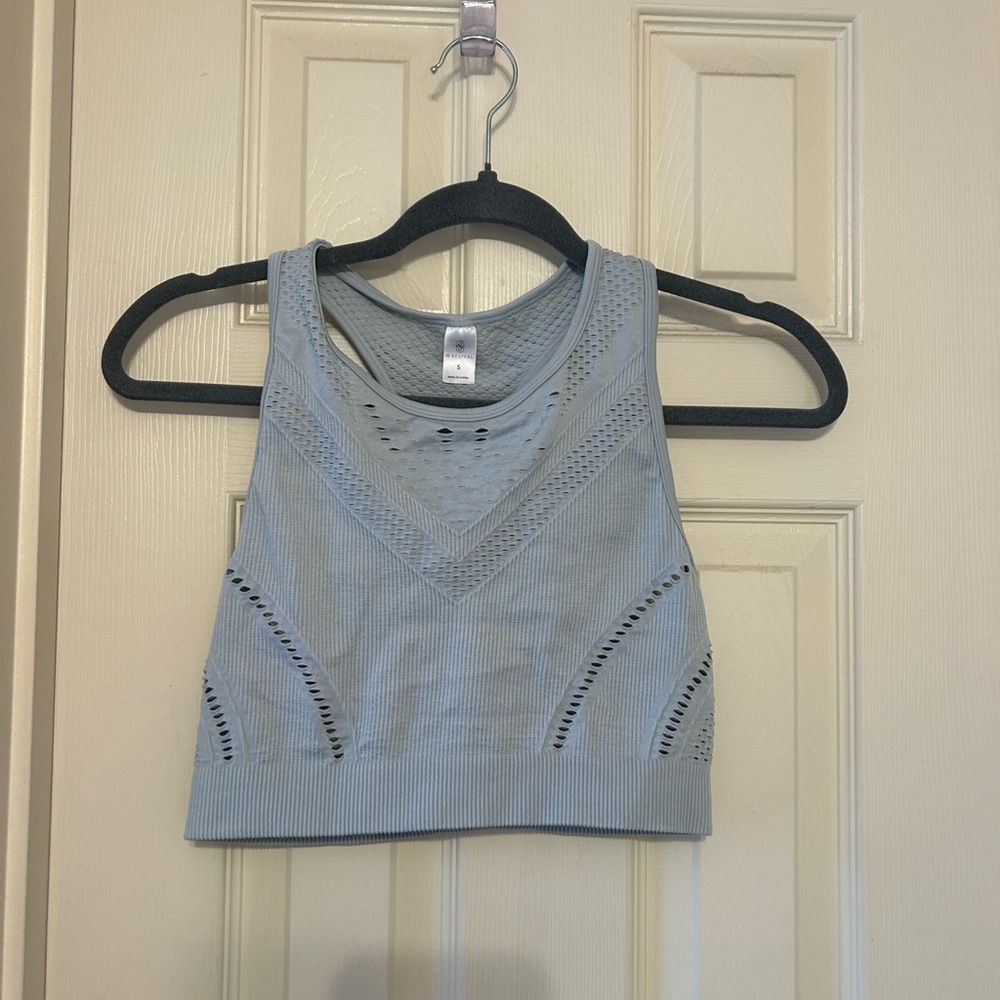 Altar'd State revival Blue Fitted Crop Tank Top